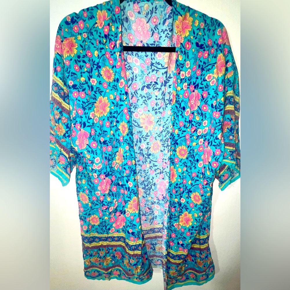 SHEIN Floral 3/4 Length Sleeve Kimono Cardigan - Picture 3 of 6